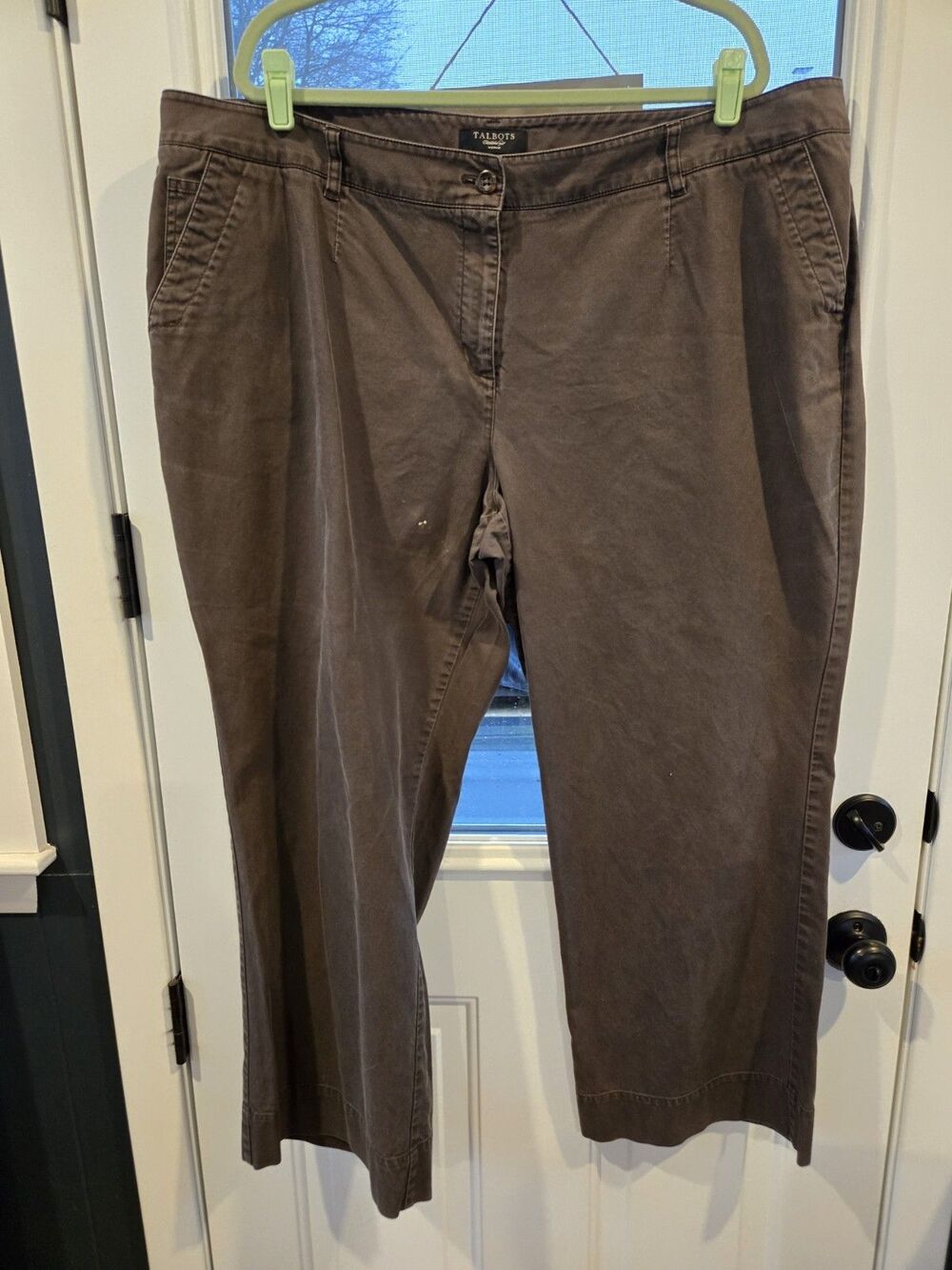 Talbots Pants Womens Plus 24W Grey Gray Khaki Stretch Cotton Blend